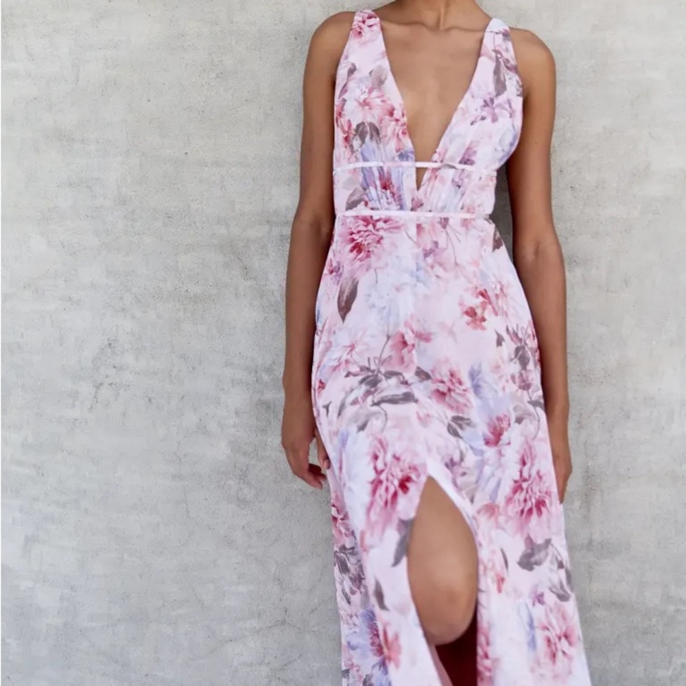 Jenny Yoo Floral Pink and White Wedding Dress
